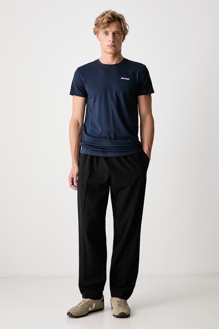 Palm Angels T-shirt basic damski bawełniany z elastanem PLA1UMBTS01BI granatowy SS26