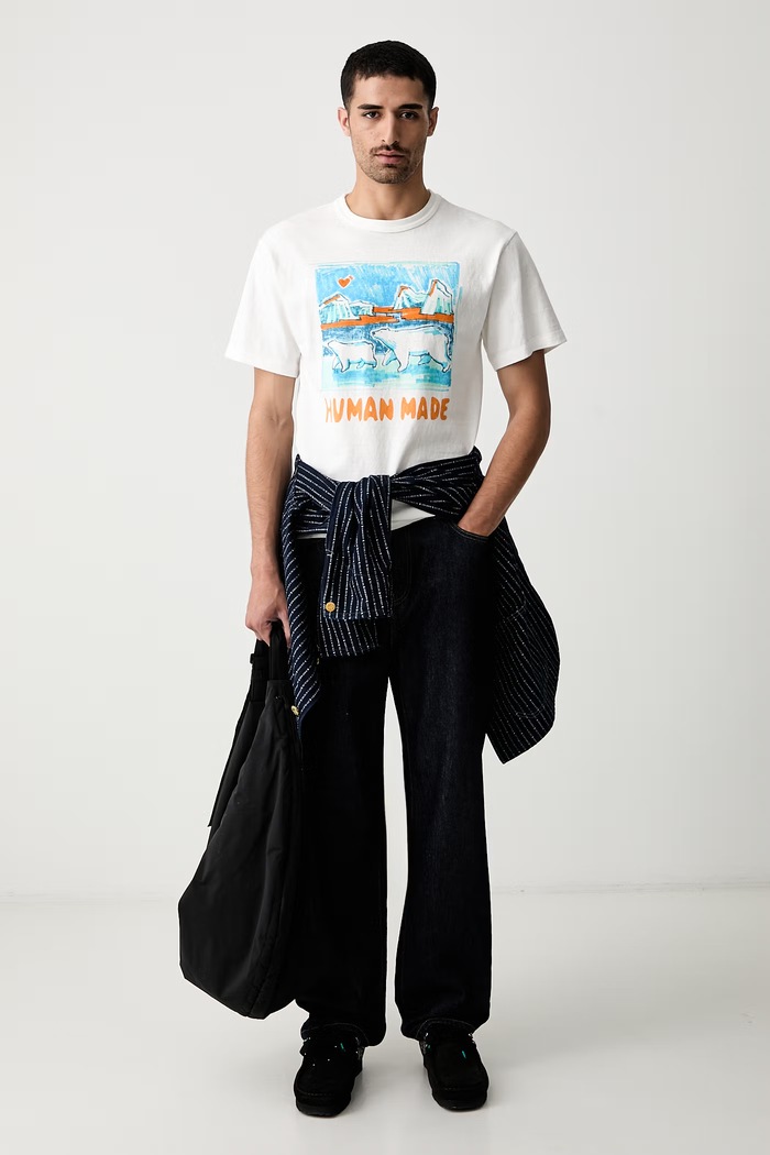 Human Made T-shirt bawełniany męski HM31TE007 biały SS26