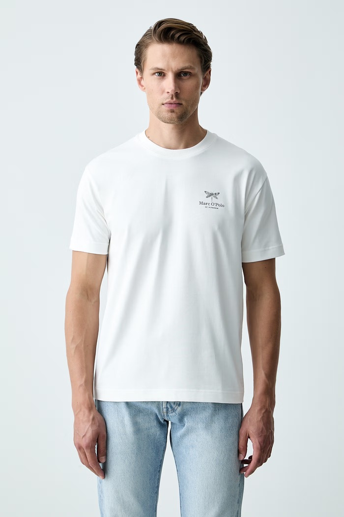 Odzież Marc O'Polo T-shirt męski bawełniany 5000012704 beżowy