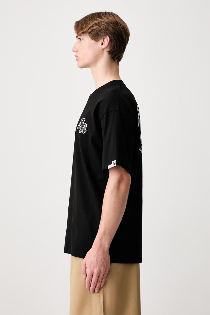 AAPE T-shirt bawełniany męski AAPTEM1852XXQ czarny SS26