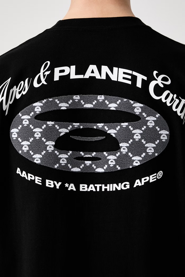 AAPE T-shirt bawełniany męski czarny AAPTEM1852XXQ