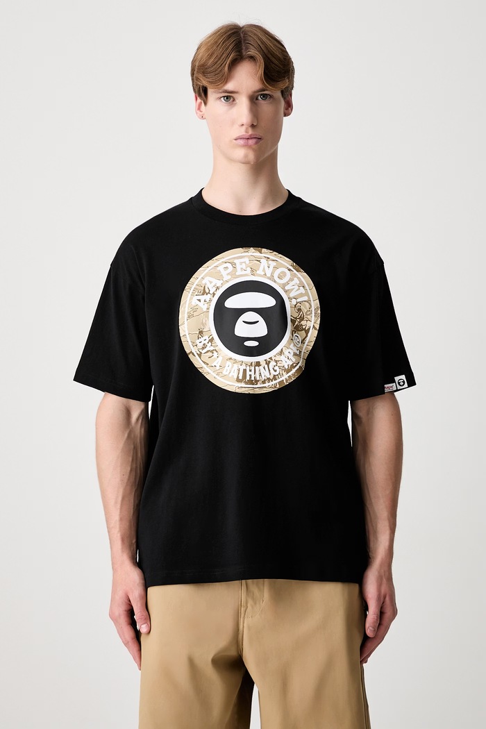 AAPE T-shirt bawełniany męski czarny AAPTEM1833XXQ