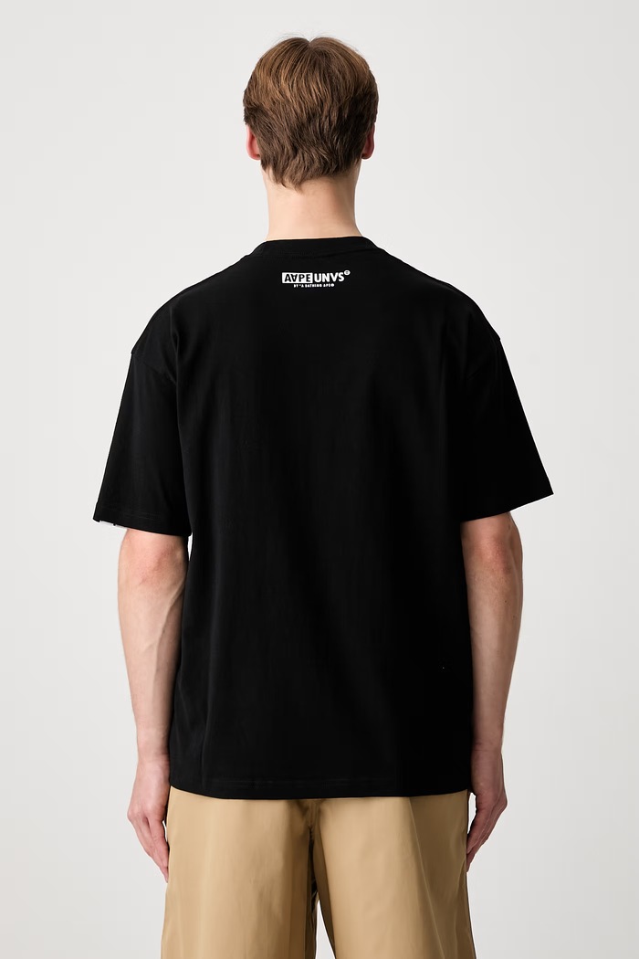 Odzież AAPE T-shirt bawełniany męski AAPTEM1833XXQ czarny