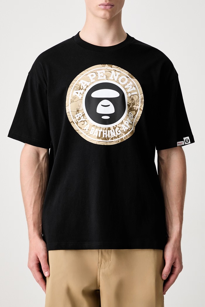 AAPE T-shirt bawełniany męski czarny AAPTEM1833XXQ