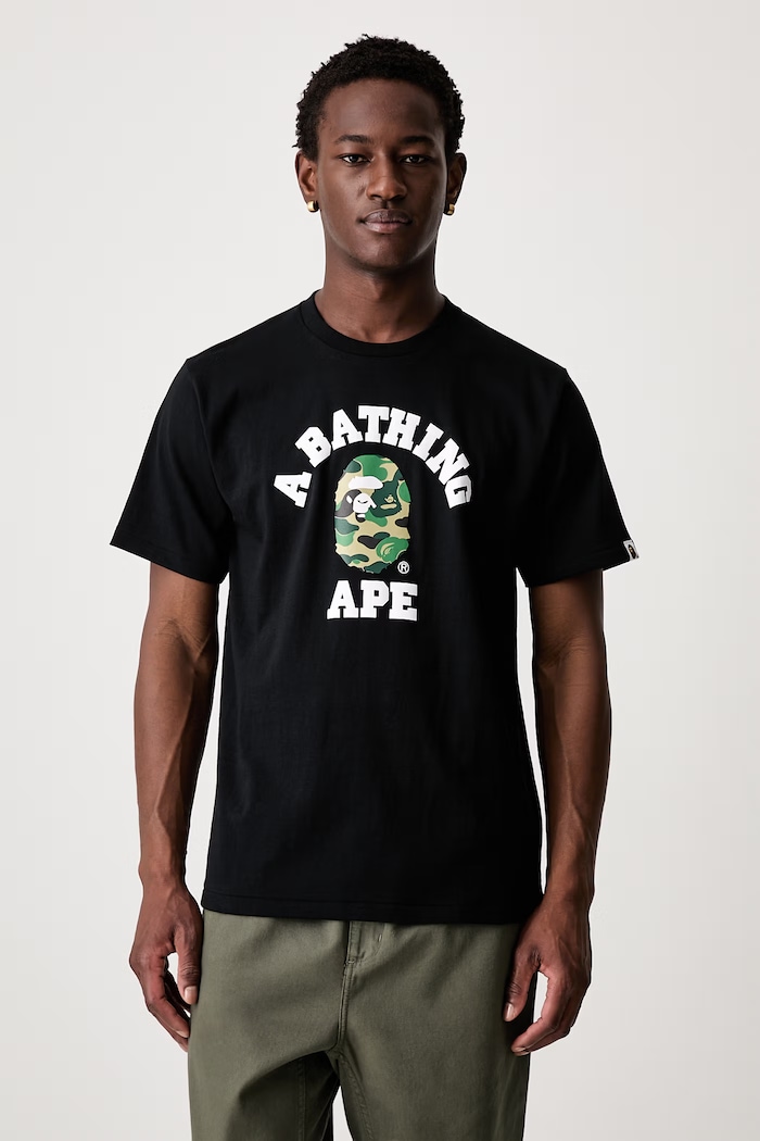 A Bathing Ape ABC Camo T-shirt bawełniany męski czarny 0ZXTEM004101Q
