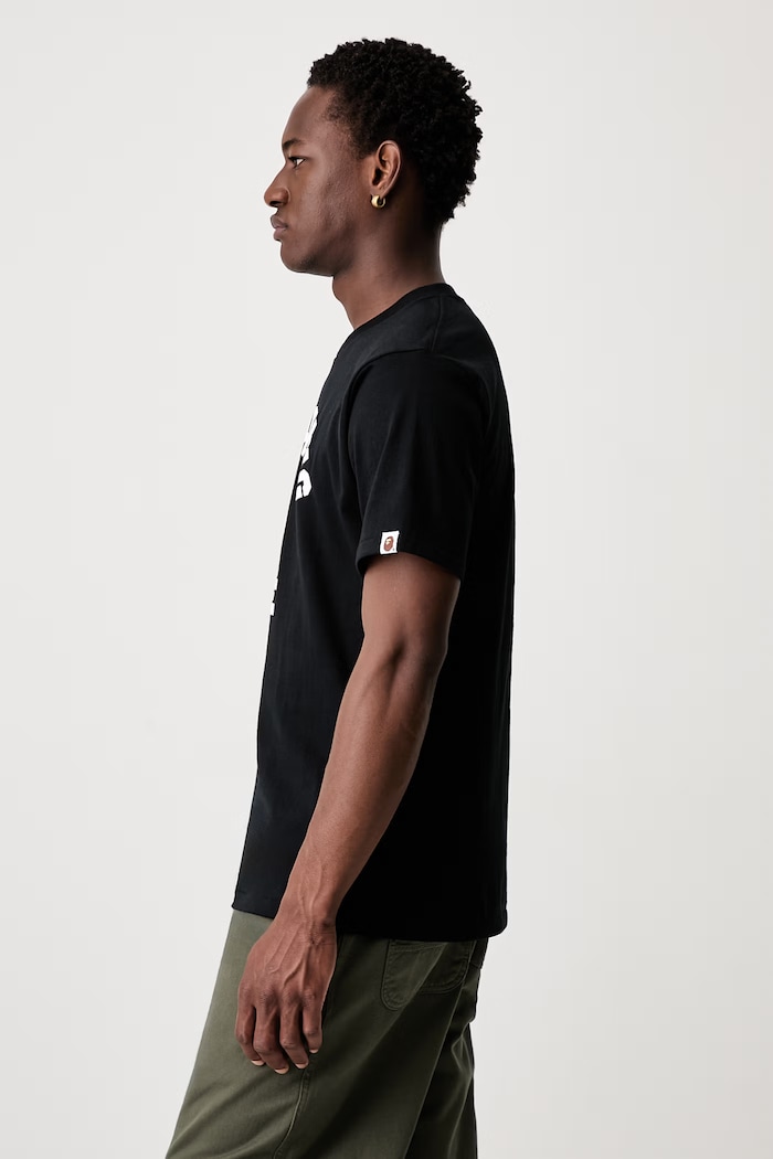 A Bathing Ape ABC Camo T-shirt bawełniany męski 0ZXTEM004101Q czarny SS26