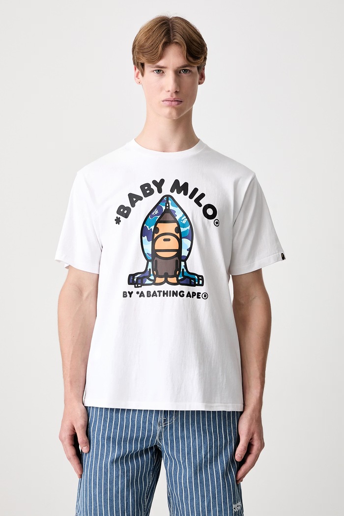 A Bathing Ape ABC Camo Milo T-shirt bawełniany męski biały 0ZXTEMX00510Q