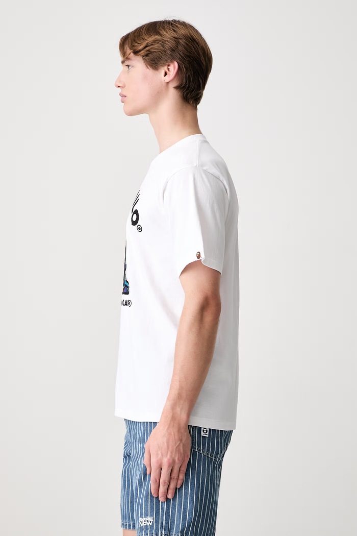 A Bathing Ape ABC Camo Milo T-shirt bawełniany męski 0ZXTEMX00510Q biały SS26