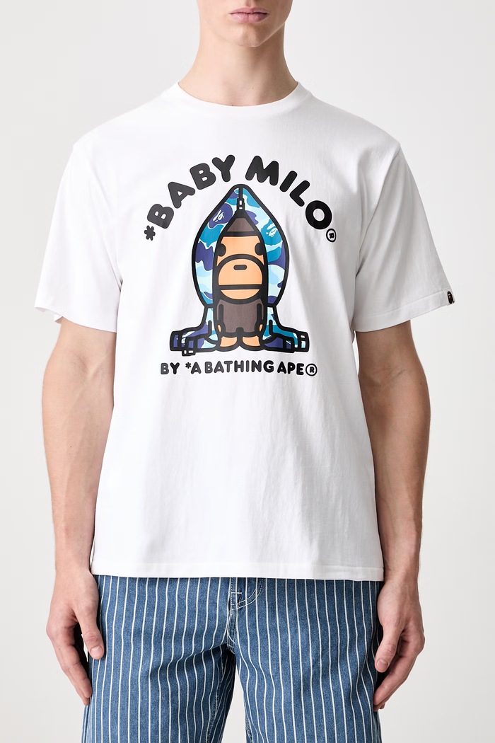 A Bathing Ape ABC Camo Milo T-shirt bawełniany męski biały 0ZXTEMX00510Q