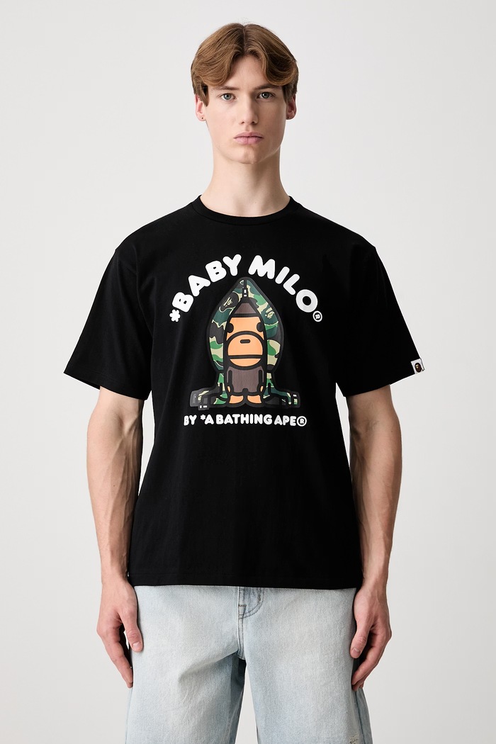 A Bathing Ape ABC Camo Milo T-shirt bawełniany męski czarny 0ZXTEMX00510Q