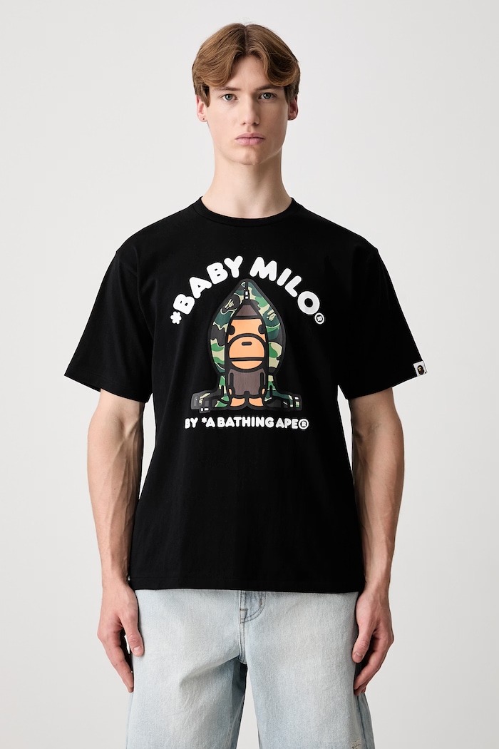 A Bathing Ape ABC Camo Milo T-shirt bawełniany męski czarny 0ZXTEMX00510Q