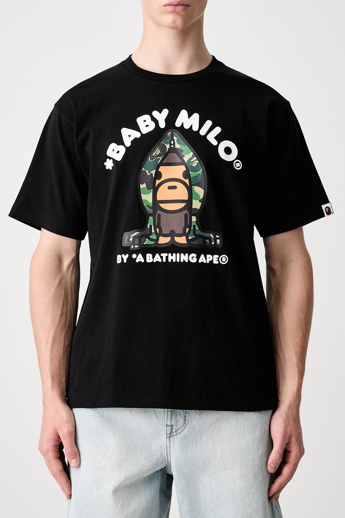 A Bathing Ape ABC Camo Milo T-shirt bawełniany męski czarny 0ZXTEMX00510Q