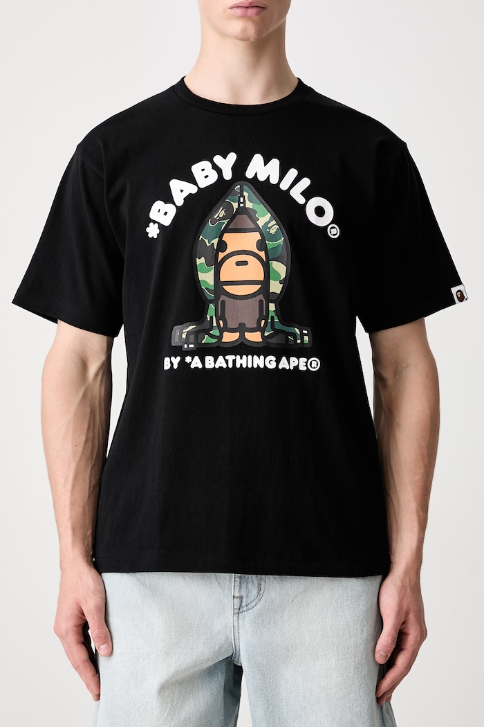 A Bathing Ape ABC Camo Milo T-shirt bawełniany męski czarny 0ZXTEMX00510Q