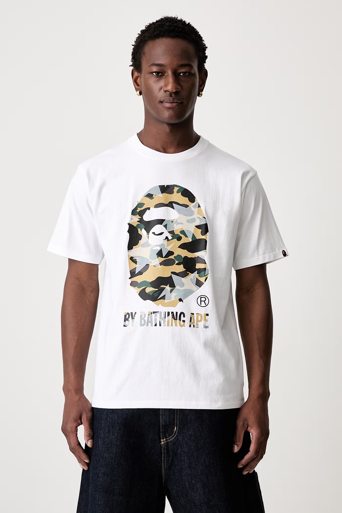 A Bathing Ape STA Over Print 1st Camo T-shirt męski z bawełną biały 0ZXTEM023101Q