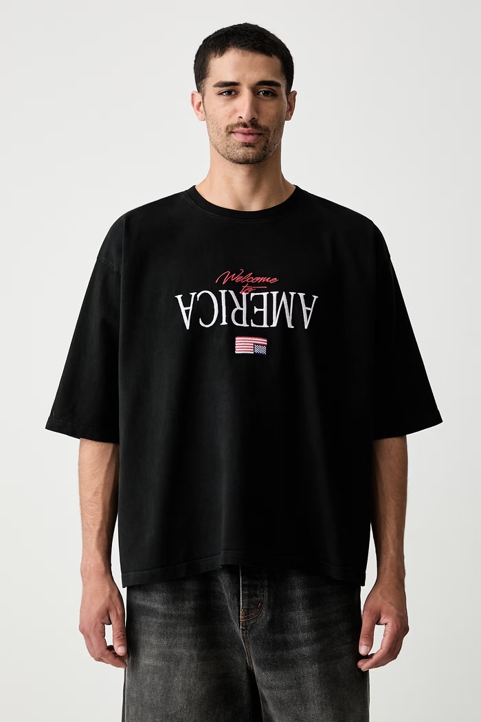 Willy Chavarria WELCOME TO AMERICA t-shirt βαμβακερό ανδρικό μαύρο WCJSY0220