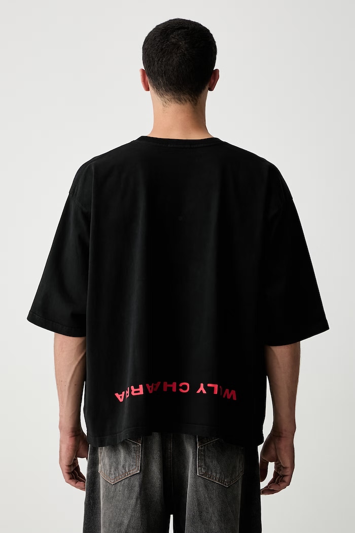 Ρούχα Willy Chavarria WELCOME TO AMERICA t-shirt βαμβακερό ανδρικό WCJSY0220 μαύρο