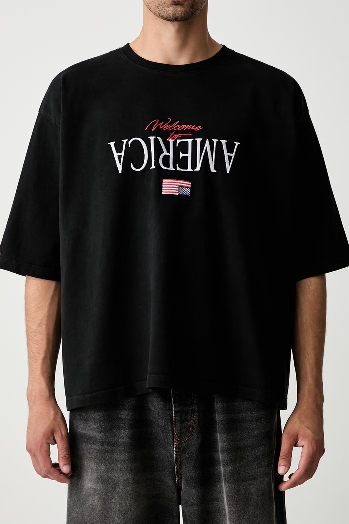 WELCOME TO AMERICA t-shirt βαμβακερό ανδρικό Willy Chavarria μαύρο WCJSY0220