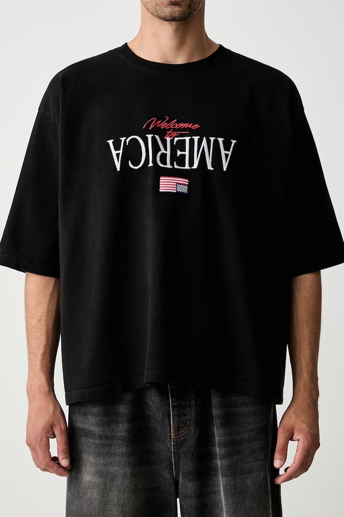 WELCOME TO AMERICA t-shirt βαμβακερό ανδρικό Willy Chavarria μαύρο WCJSY0220