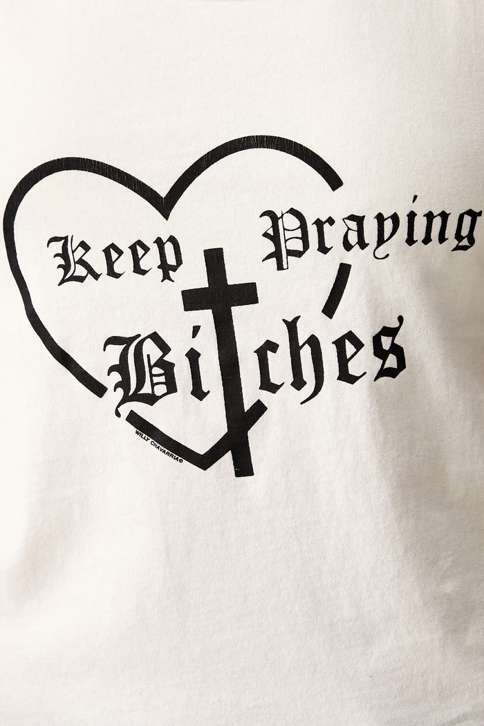 Willy Chavarria KEEP PRAYING BITCHES top cotton men's WCJSY0224
