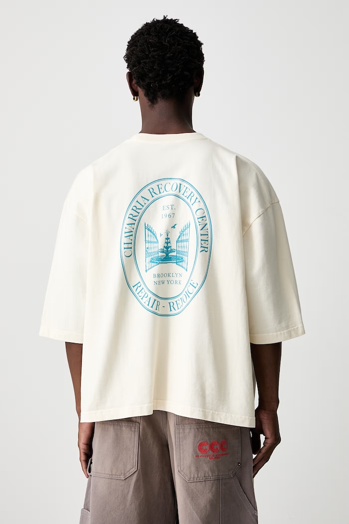 Ρούχα Willy Chavarria CHAVARRIA RECOVERY CENTER t-shirt βαμβακερό ανδρικό WCJSY0232 μπεζ