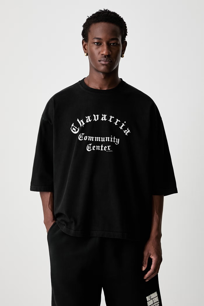 Willy Chavarria CHAVARRIA COMMUNITY CENTER t-shirt βαμβακερό ανδρικό μαύρο WCJSY0200