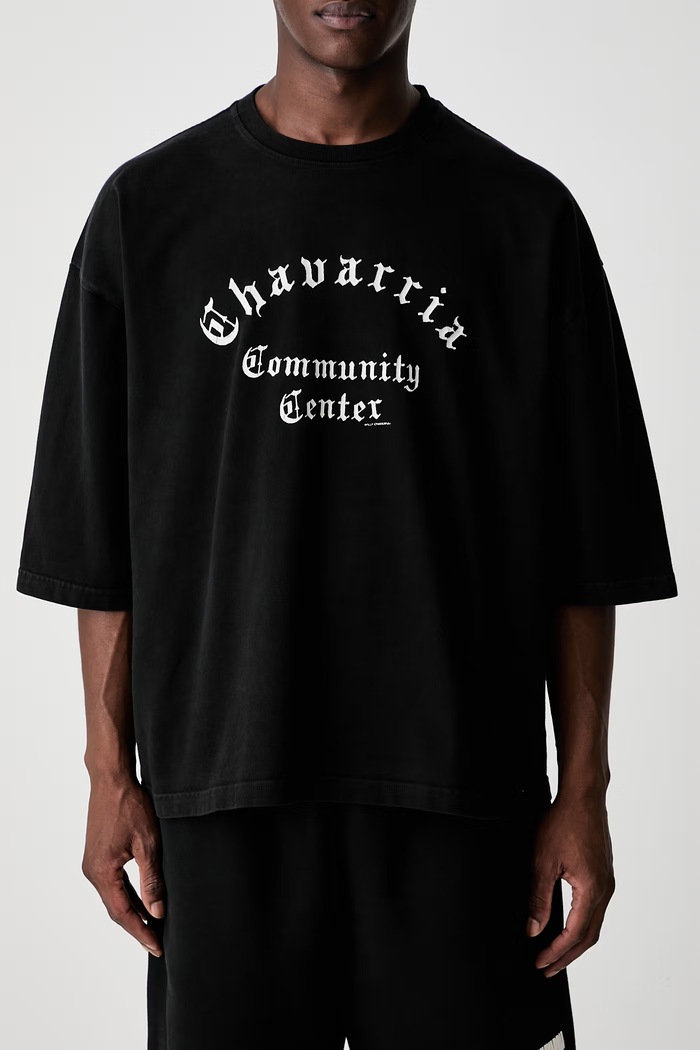 CHAVARRIA COMMUNITY CENTER t-shirt βαμβακερό ανδρικό Willy Chavarria μαύρο WCJSY0200