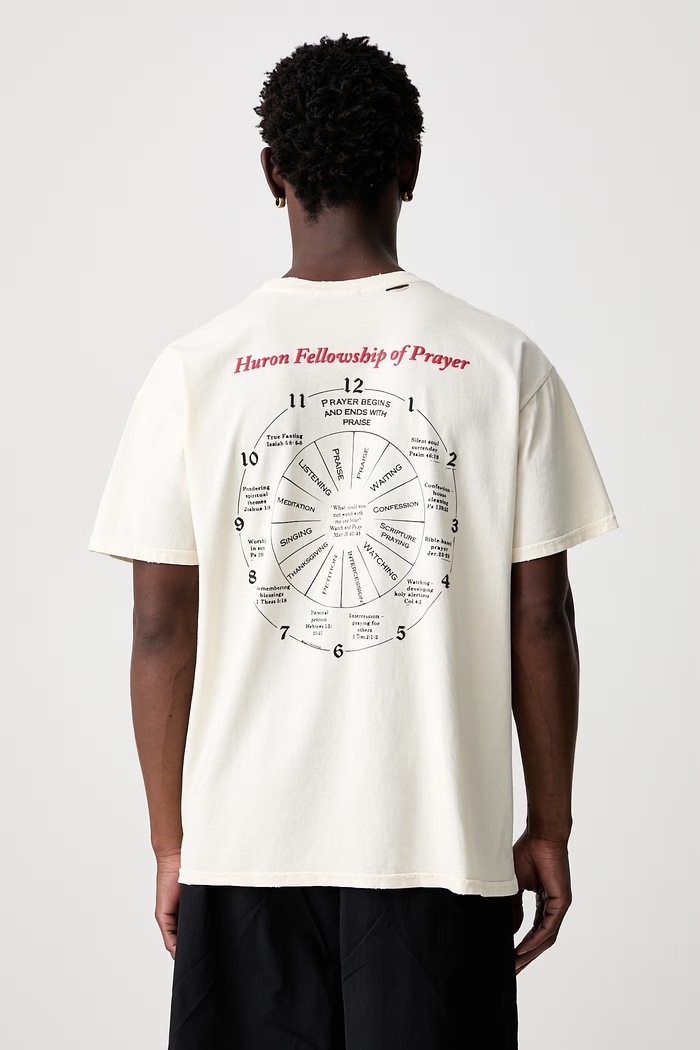 Ρούχα Willy Chavarria KEEP PRAYING BITCHES oversize t-shirt βαμβακερό ανδρικό WCJSY0184 μπεζ