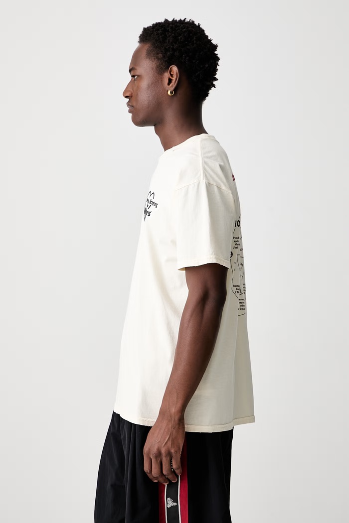 KEEP PRAYING BITCHES oversize t-shirt βαμβακερό ανδρικό Willy Chavarria WCJSY0184 μπεζ