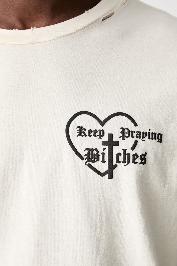 Willy Chavarria KEEP PRAYING BITCHES oversize t-shirt βαμβακερό ανδρικό WCJSY0184