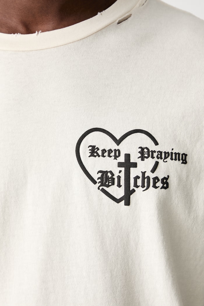 Willy Chavarria KEEP PRAYING BITCHES oversize t-shirt βαμβακερό ανδρικό WCJSY0184