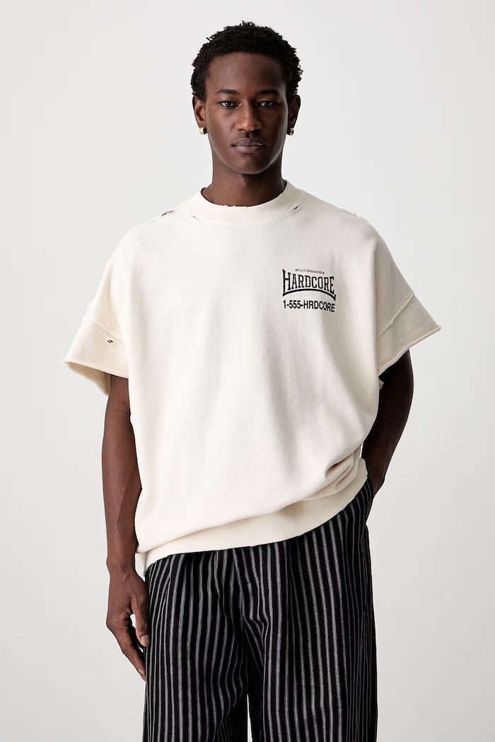 Willy Chavarria HARDCORE oversize t-shirt βαμβακερό ανδρικό μπεζ WCJSY0187