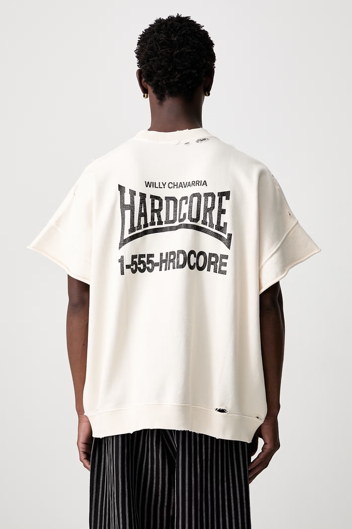 Ρούχα Willy Chavarria HARDCORE oversize t-shirt βαμβακερό ανδρικό WCJSY0187 μπεζ