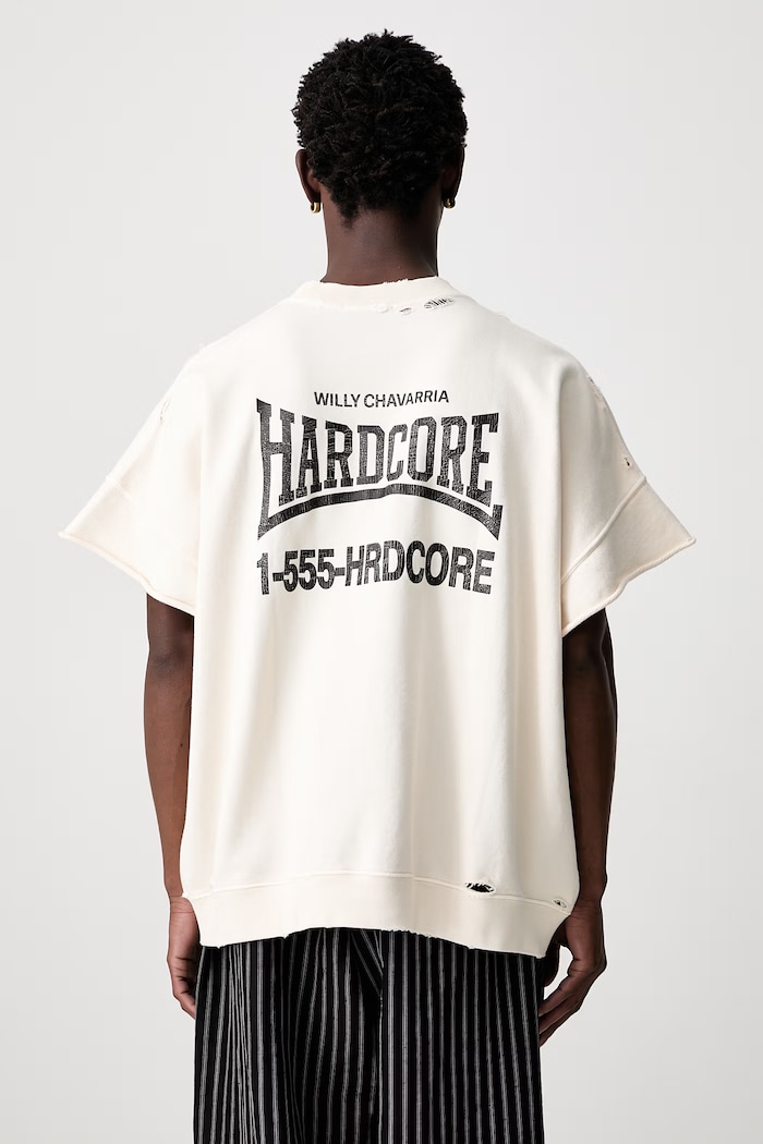 Ρούχα Willy Chavarria HARDCORE oversize t-shirt βαμβακερό ανδρικό WCJSY0187 μπεζ