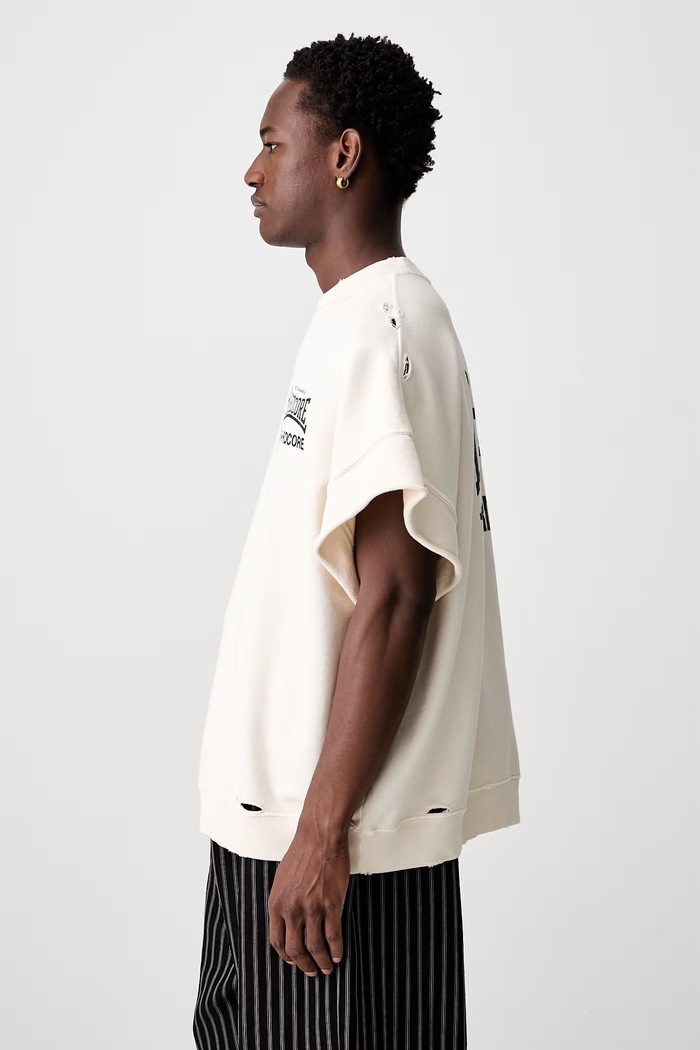 HARDCORE oversize t-shirt βαμβακερό ανδρικό Willy Chavarria WCJSY0187 μπεζ