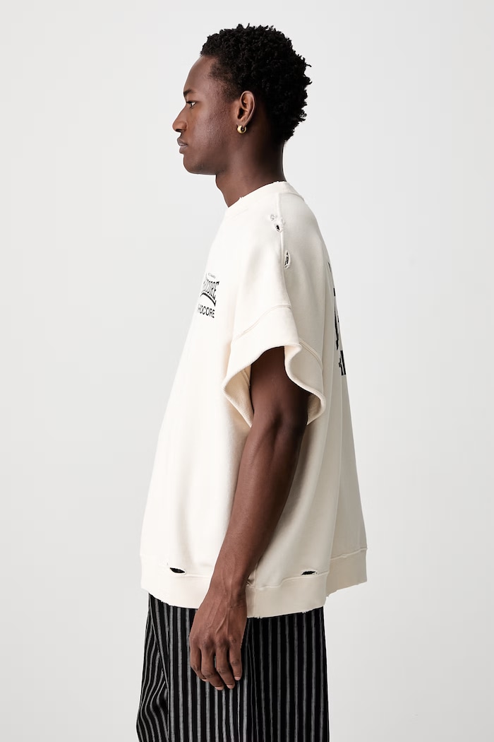 HARDCORE oversize t-shirt βαμβακερό ανδρικό Willy Chavarria WCJSY0187 μπεζ
