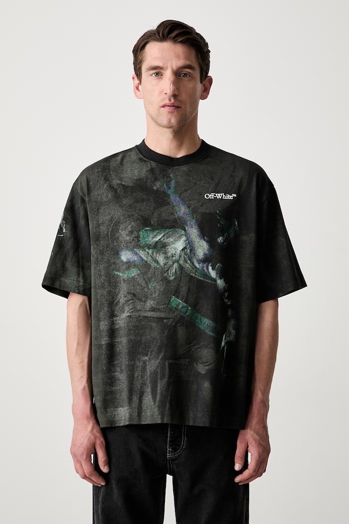 Off-White Dark Caravaggio t-shirt cotton Men's green 44MAA120S26J00D001