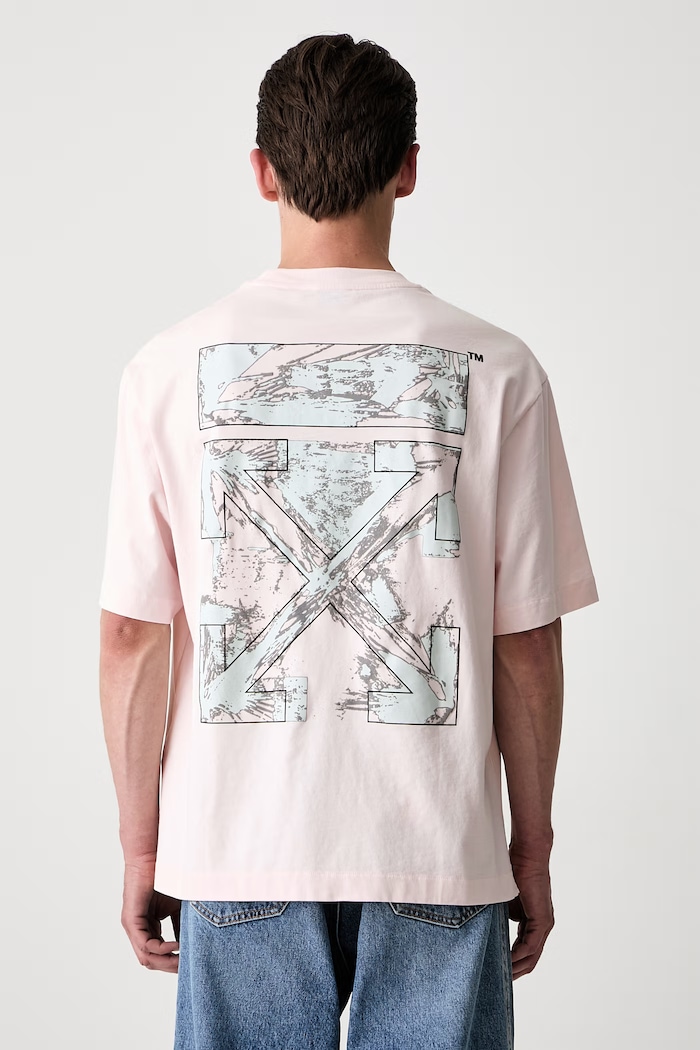 Off-White Rubbed Paint Arrows tricou din bumbac pentru bărbați roz 44MAA120S26J00R680