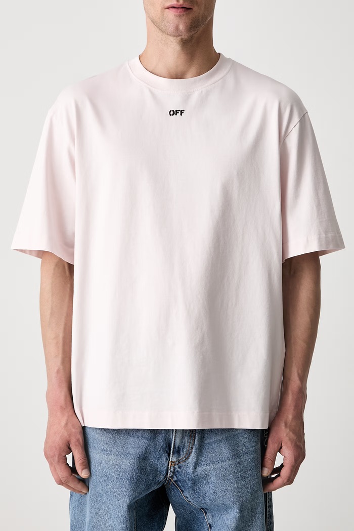 Off-White Rubbed Paint Arrows tricou din bumbac pentru bărbați roz 44MAA120S26J00R680