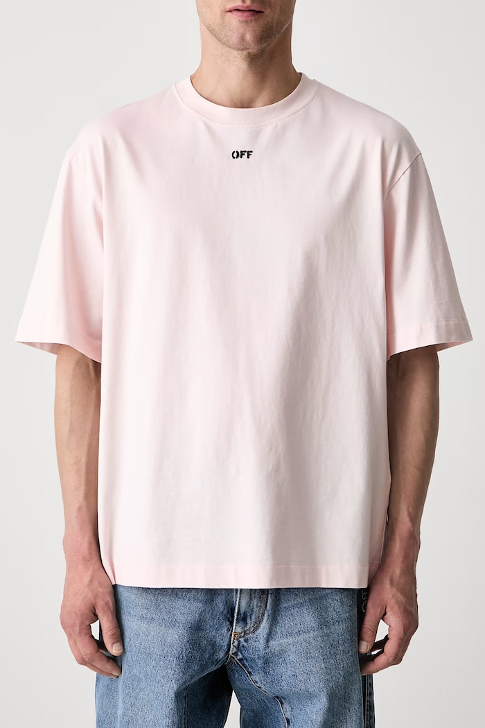 Off-White Rubbed Paint Arrows tricou din bumbac pentru bărbați roz 44MAA120S26J00R680
