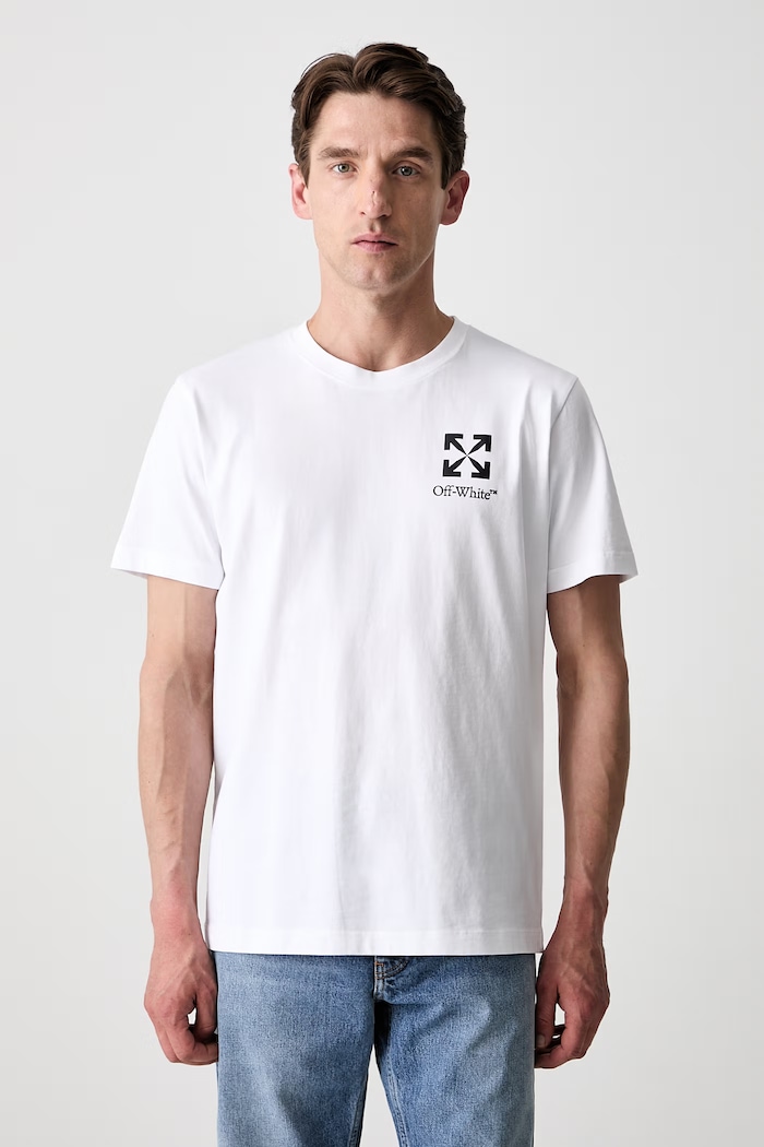 Off-White Small Arrow футболка из хлопка для мужчин белый 44MAA027S26J00B100