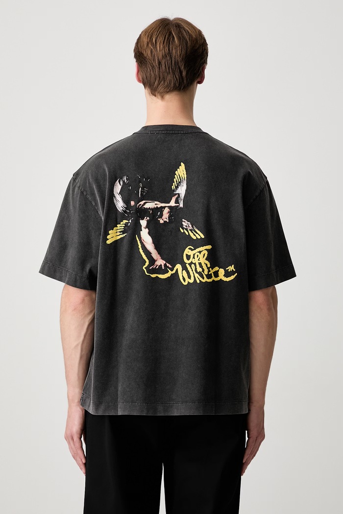 Off-White Fallen Caravaggio тениска от памук мъжка черен 44MAA120S26J00B001
