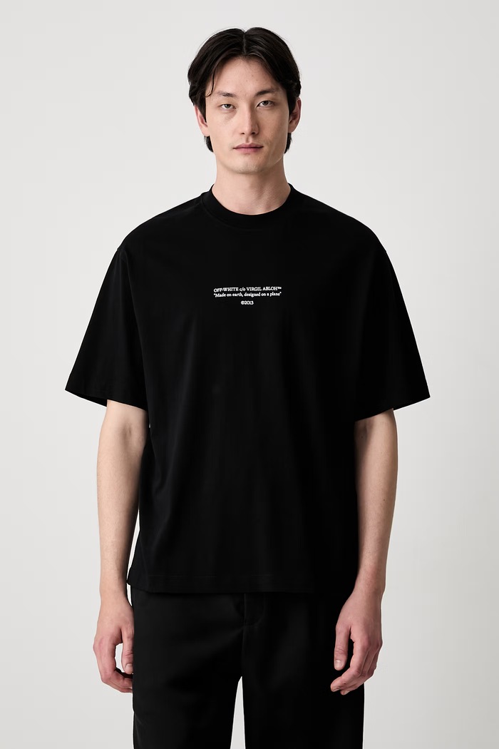 Off-White Statement футболка бавовняна чоловіча чорний 44MAA120S26J007001