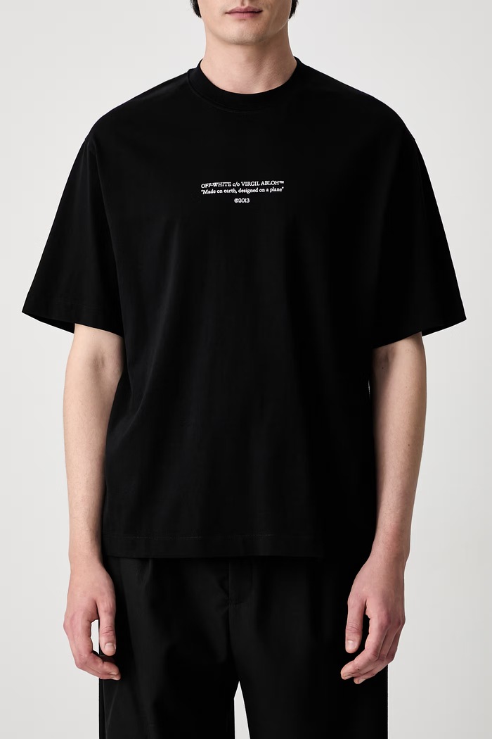 Off-White Statement футболка бавовняна чоловіча чорний 44MAA120S26J007001