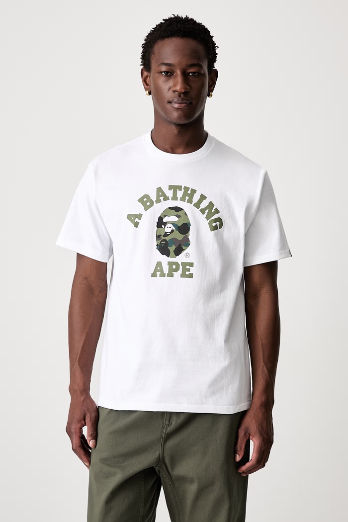 A Bathing Ape 1st Camo College T-shirt bawełniany męski biały 001TEM301013M