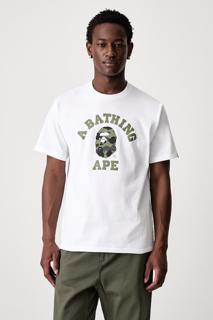 A Bathing Ape 1st Camo College T-shirt bawełniany męski biały 001TEM301013M