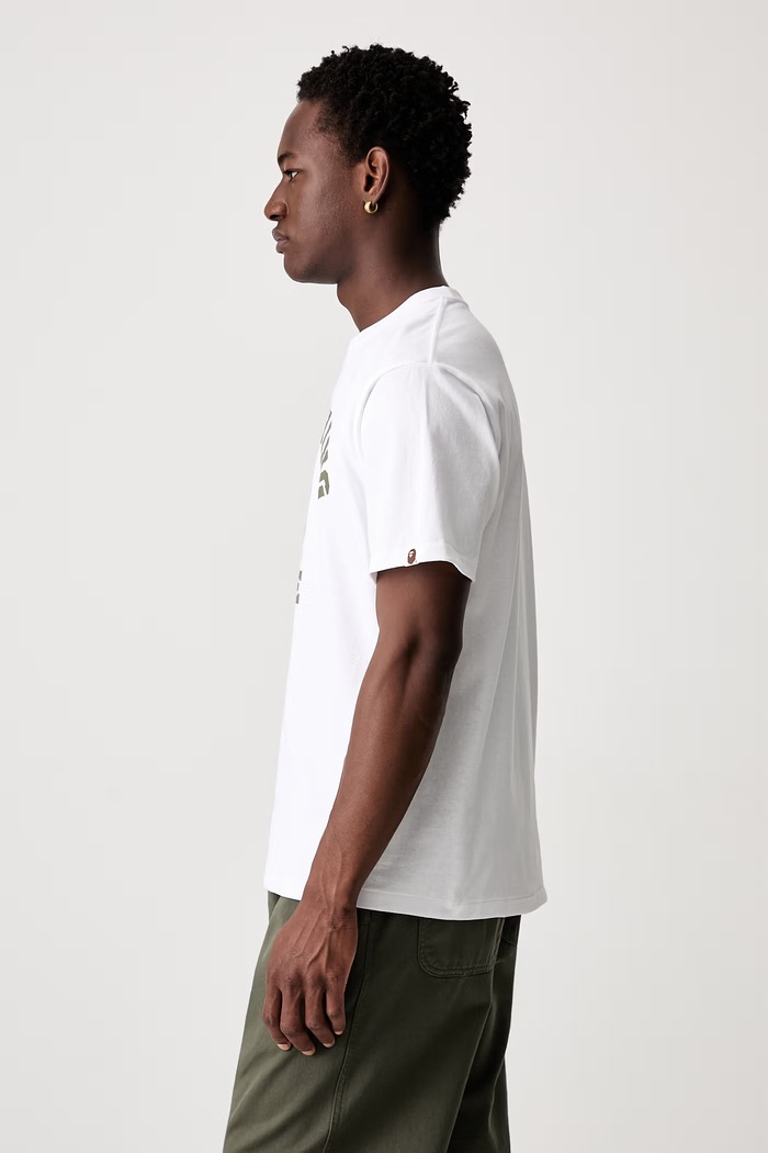 A Bathing Ape 1st Camo College T-shirt bawełniany męski 001TEM301013M biały SS26