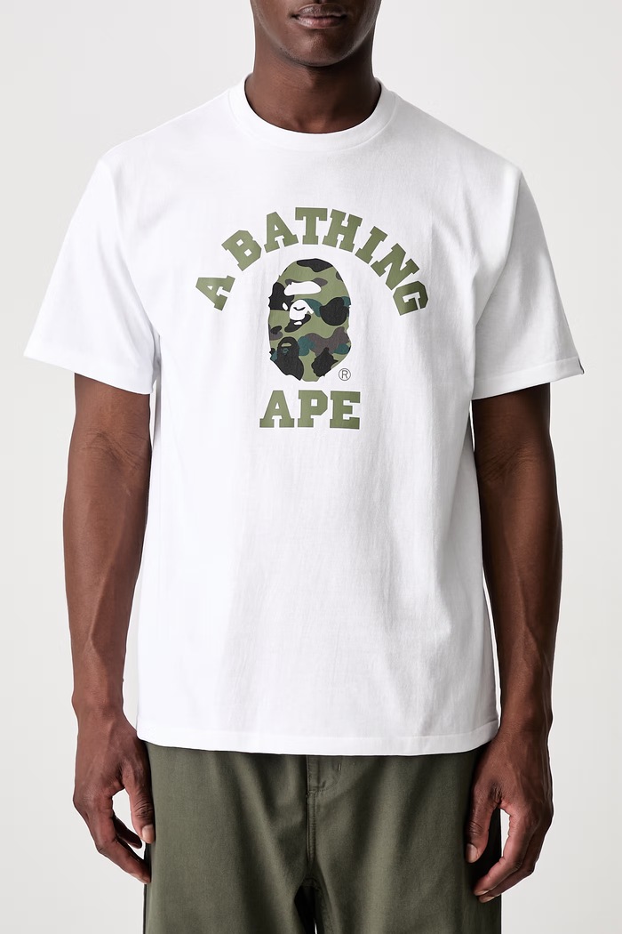 A Bathing Ape 1st Camo College T-shirt bawełniany męski biały 001TEM301013M