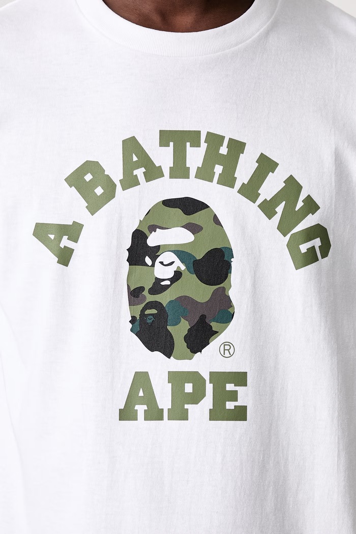 A Bathing Ape 1st Camo College T-shirt bawełniany męski 001TEM301013M biały