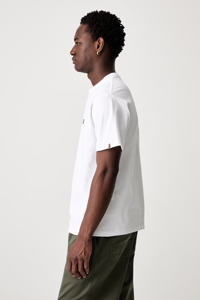 A Bathing Ape One Point T-shirt basic bawełniany męski 001TEM301003M biały SS26