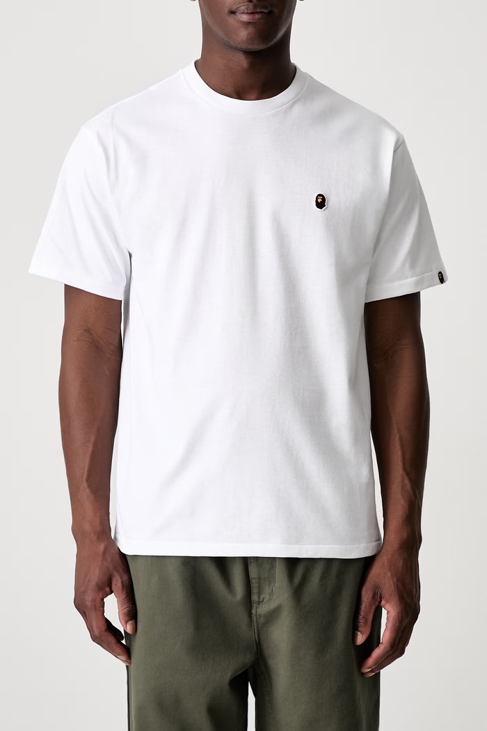 A Bathing Ape One Point T-shirt basic bawełniany męski biały 001TEM301003M